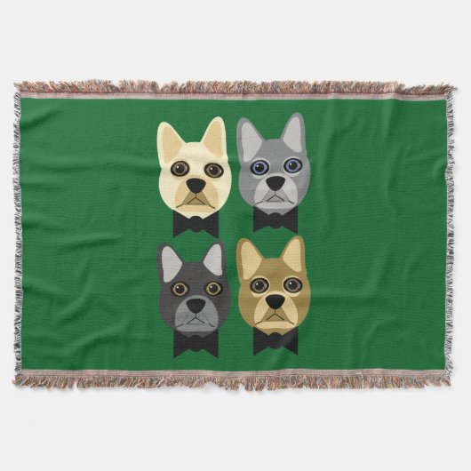 Franse Bulldogs Groen Deken (Voorkant)