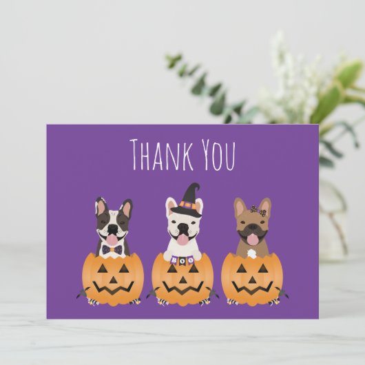 Franse Bulldogs Halloween Hartelijk dank Bedankkaart (Staand voorkant)