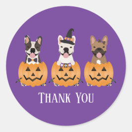 Franse Bulldogs Halloween Hartelijk dank Ronde Sticker