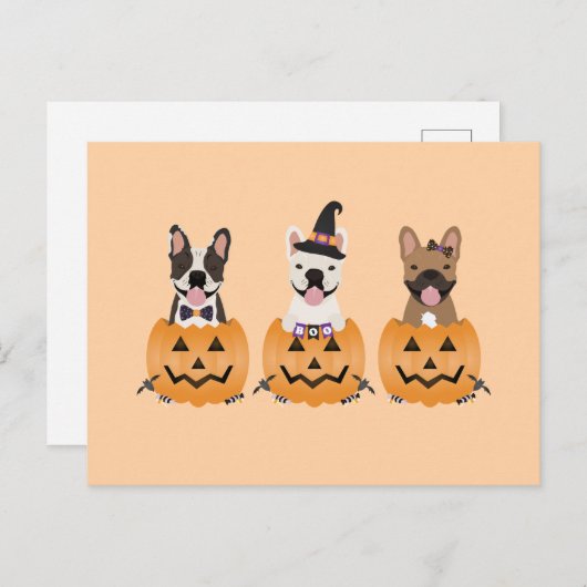 Franse Bulldogs Halloween Pumpkin Briefkaart (Voorkant / Achterkant)