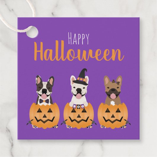 Franse Bulldogs Happy Halloween Bedankjes Labels (Voorkant)