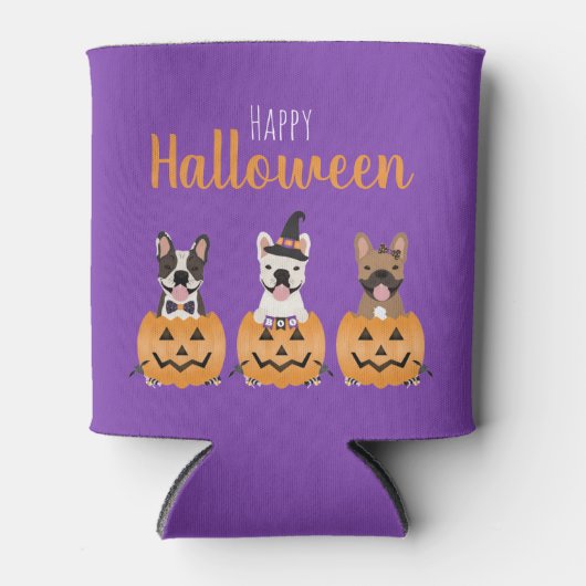 Franse Bulldogs Happy Halloween Blikjeskoeler (Voorkant)