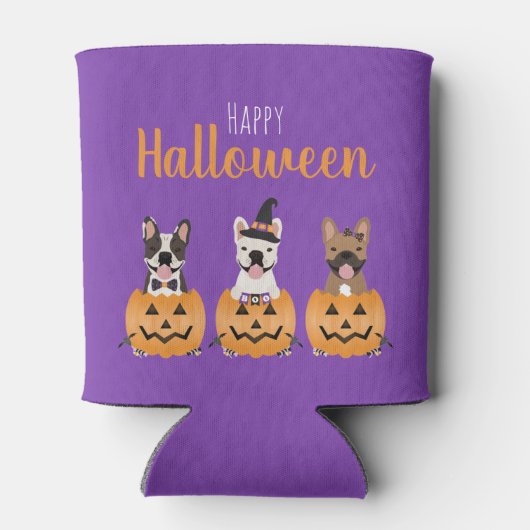 Franse Bulldogs Happy Halloween Blikjeskoeler (Achterkant)