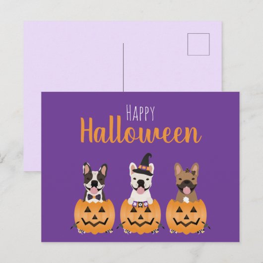 Franse Bulldogs Happy Halloween Briefkaart (Voorkant / Achterkant)