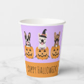 Franse Bulldogs Happy Halloween Papieren Bekers (Achterkant)