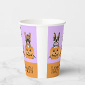Franse Bulldogs Happy Halloween Papieren Bekers (Links)