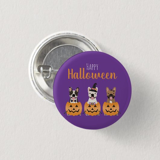 Franse Bulldogs Happy Halloween Ronde Button 3,2 Cm (Voorkant /achterkant)