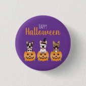 Franse Bulldogs Happy Halloween Ronde Button 3,2 Cm (Voorkant)