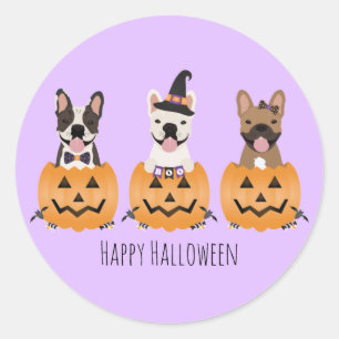 Franse Bulldogs Happy Halloween Ronde Sticker