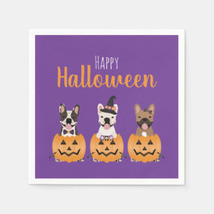 Franse Bulldogs Happy Halloween Servet