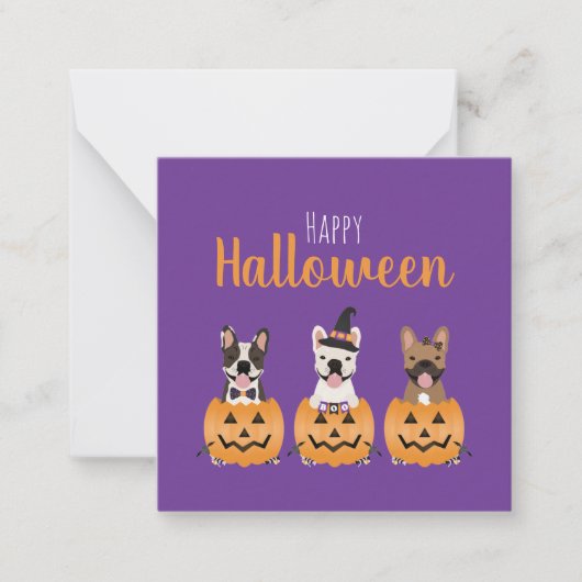 Franse Bulldogs Happy Halloween Sign Notitiekaartje (Voorkant)