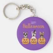 Franse Bulldogs Happy Halloween Sleutelhanger (Voorkant)