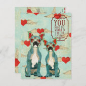 Franse Bulldogs Hart Valentijnsdag Briefkaart (Voorkant / Achterkant)