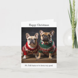 Franse Bulldogs Kerst Kaart