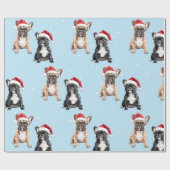 Franse Bulldogs Kerst Waterverf Cadeaupapier (Vlak)