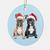 Franse Bulldogs Kerst Waterverf Keramisch Ornament (Links)