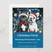 Franse Bulldogs Kerstfeest Uitnodiging Briefkaart (Voorkant / Achterkant)