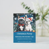 Franse Bulldogs Kerstfeest Uitnodiging Briefkaart (Staand voorkant)