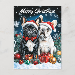 Franse Bulldogs Kerstmis Feestdagenkaart