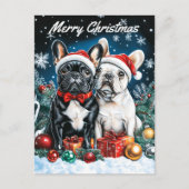 Franse Bulldogs Kerstmis Feestdagenkaart (Voorkant)