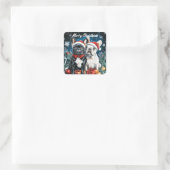 Franse Bulldogs Kerstmis Vierkante Sticker (Tas)