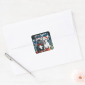 Franse Bulldogs Kerstmis Vierkante Sticker (Envelop)