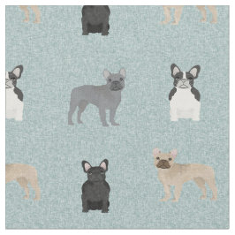 Franse Bulldogs Light Blue Stof