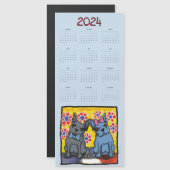 Franse Bulldogs magnetische kalender 2024 (Voorkant / Achterkant)