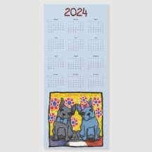 Franse Bulldogs magnetische kalender 2024