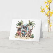 Franse Bulldogs met Hawaiiaanse Shirten Kaart (Gele Bloem)