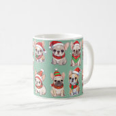 Franse Bulldogs Pastel kerstpatroon Koffiemok (Voorkant rechts)
