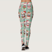 Franse Bulldogs Pastel kerstpatroon Leggings (Achterkant)