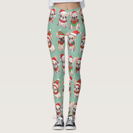 Franse Bulldogs Pastel kerstpatroon Leggings