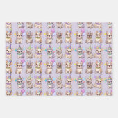 Franse Bulldogs Pastel Verjaardagspatroon Inpakpapier Vel (Voorkant 3)