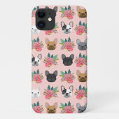 Franse Bulldogs Pink Floral Case-Mate iPhone Case (Achterkant)