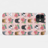 Franse Bulldogs Pink Floral Case-Mate iPhone Case (Achterkant (horizontaal))