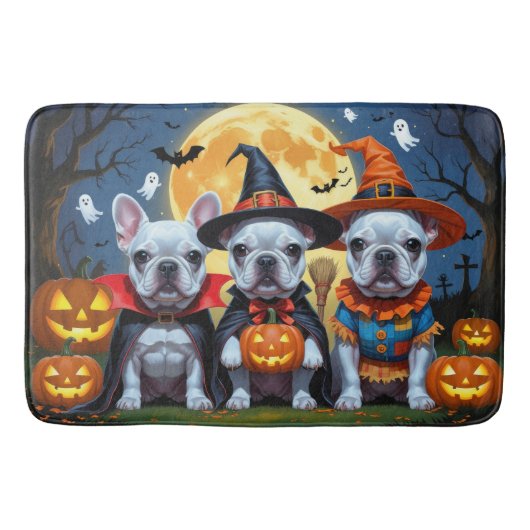 Franse Bulldogs Pompoen Halloween Grappig Badmat (Voorkant)