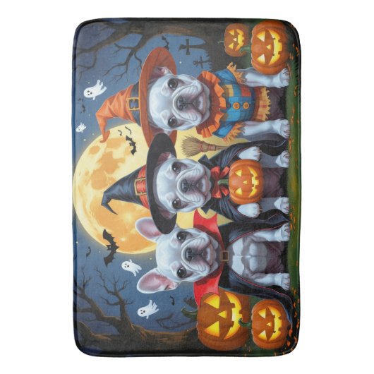 Franse Bulldogs Pompoen Halloween Grappig Badmat (Voorkant Verticaal)