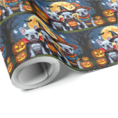 Franse Bulldogs Pompoen Halloween Grappig Cadeaupapier (Rol Hoek)