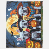 Franse Bulldogs Pompoen Halloween Grappig Fleece Deken (Voorkant)