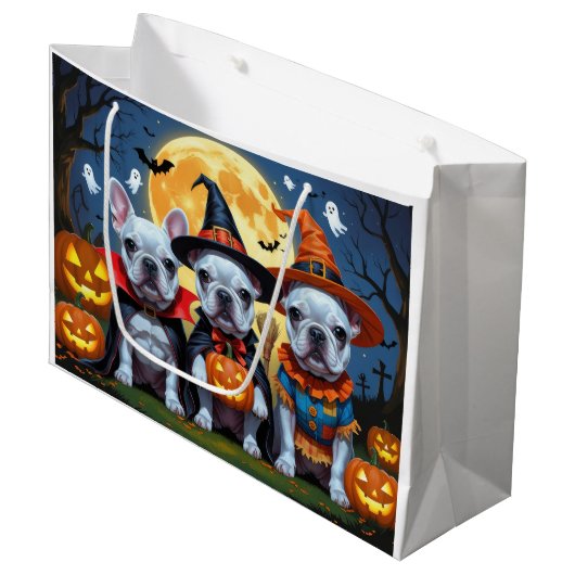 Franse Bulldogs Pompoen Halloween Grappig Groot Cadeauzakje (Voorkant Gekanteld)