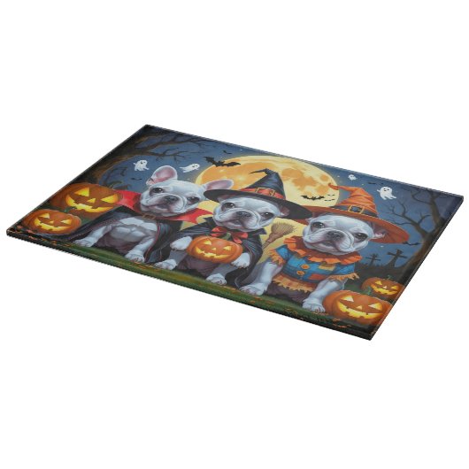Franse Bulldogs Pompoen Halloween Grappig Snijplank (Hoek)