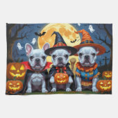 Franse Bulldogs Pompoen Halloween Grappig Theedoek (Horizontaal)
