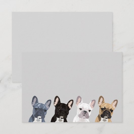 Franse Bulldogs Schattige Franse Pet Dog Notitiekaartje (Voorkant / Achterkant)