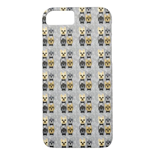 Franse Bulldogs visgraat grijs Case-Mate iPhone Case (Achterkant)