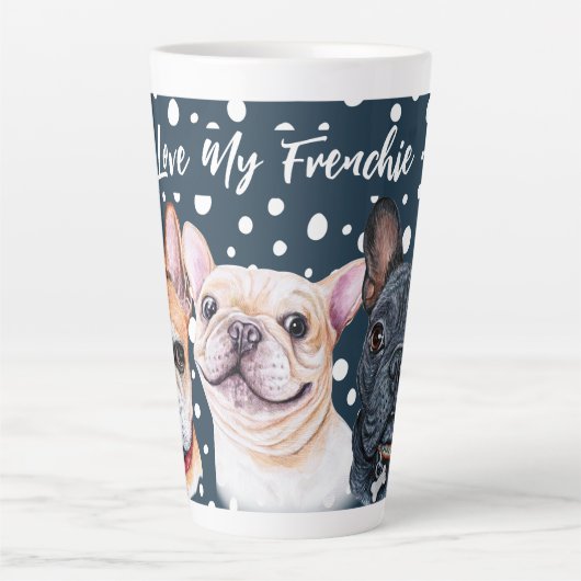 Franse Bulldogs Waterverf Latte Mok (Voorkant)
