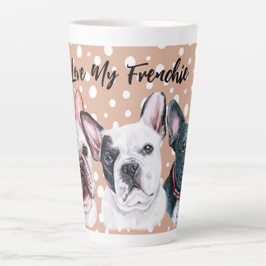 Franse Bulldogs waterverf Latte Mok (Voorkant)
