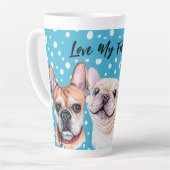Franse Bulldogs Waterverf Latte Mok (Linkerhoek)