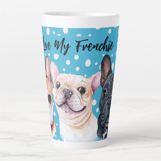 Franse Bulldogs Waterverf Latte Mok (Voorkant)