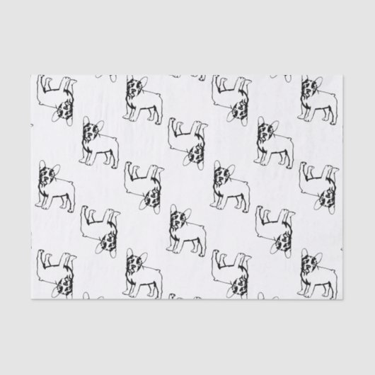 Franse Bulldogs wit en zwart Tissuepapier (Voorkant)